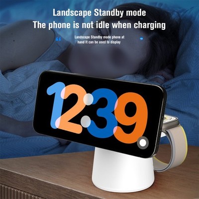 15W Fast Charge Kabelloser Ständer für iPhone für Watch für AirPods Weiß AB