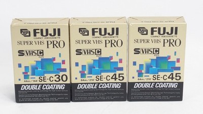 Compact Videocassette - 3 x Fuji Super VHS Pro SE-C 45 SVHSC Double Coating NEU