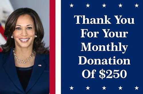 π Kamala Harris Campaign Fund Donation Prank Postcard β Sent Anonymously