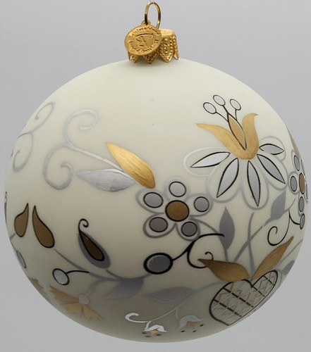 Bombkarnia Round Ornament 10cm Gold & Silver Hand Painted Floral Made In Poland - Picture 5 of 14
