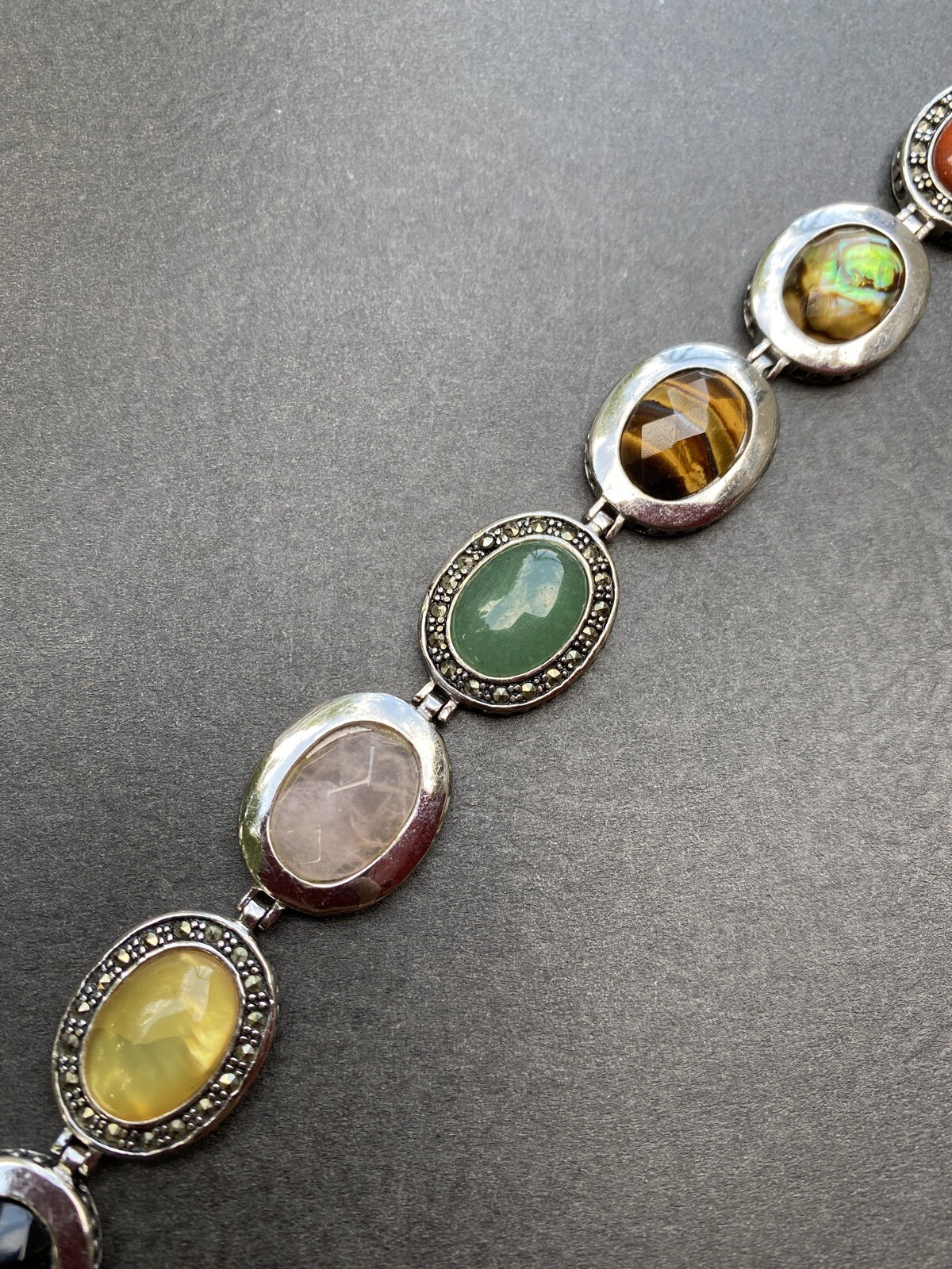 Sterling Silver Multi Gemstone with Marcasite Bra… - image 3