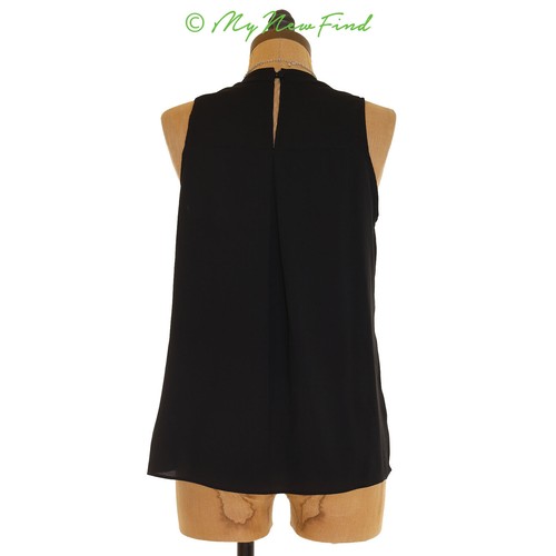 MM Couture Tank Top Size S High Neck Keyhole Black Blouse Lightweight EUC B81 - Picture 3 of 3