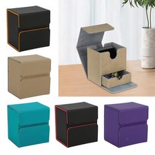 Card Deck Box PU Leather for 100+ Cards Container Premium Large Size Display