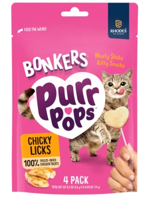 Bonkers Purr Pops Cat Treats ~ Chicky Licks Chicken Flavour - Packs of 1 - 8