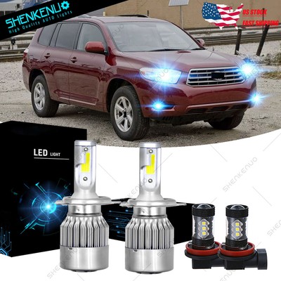 For Toyota Highlander 2008-2010 H4 H11 LED Headlight Fog Light Bulb kit 8000K | eBay