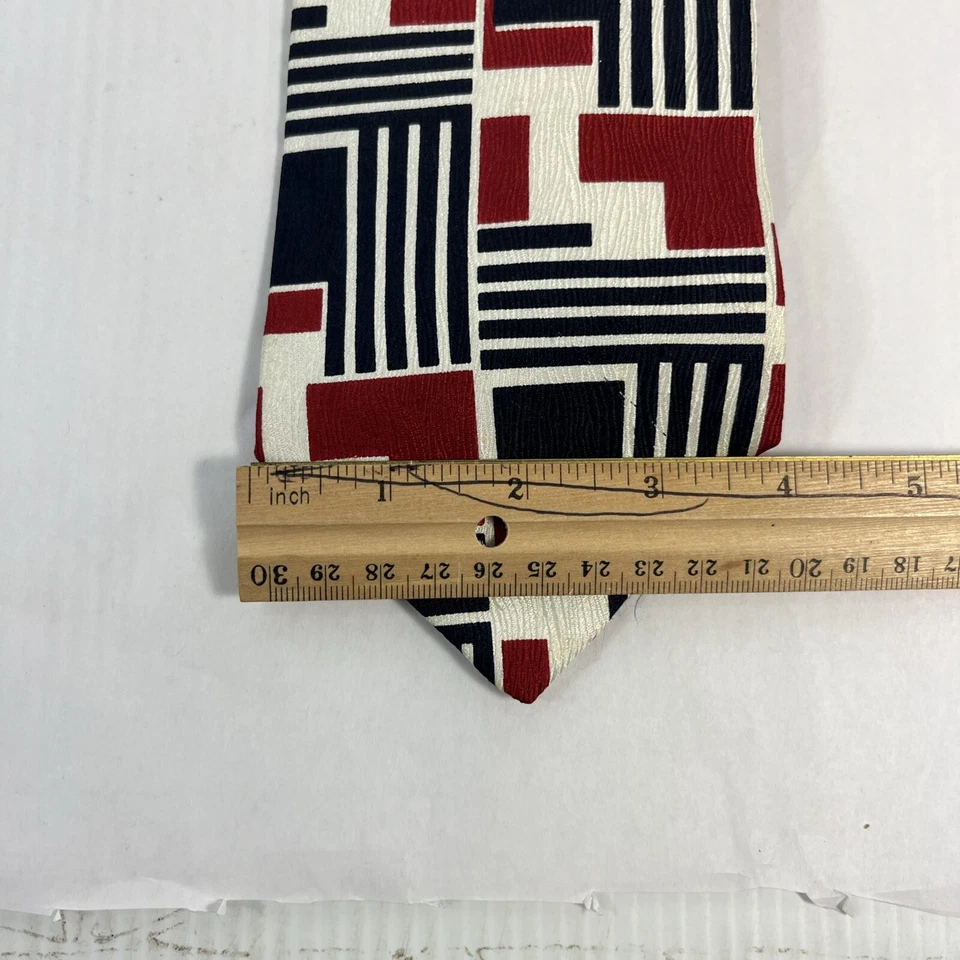 Corbata Don Loper Beverly Hills para hombre 4 pulgadas de ancho x largo 62 pulgadas seda roja negra blanca Foto 2 de 4