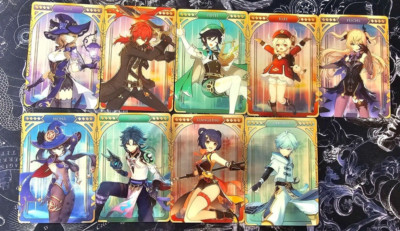 Genshin Impact Collectable Metal Metallic Card Bandai Venti Xiao Mona Diluc Klee