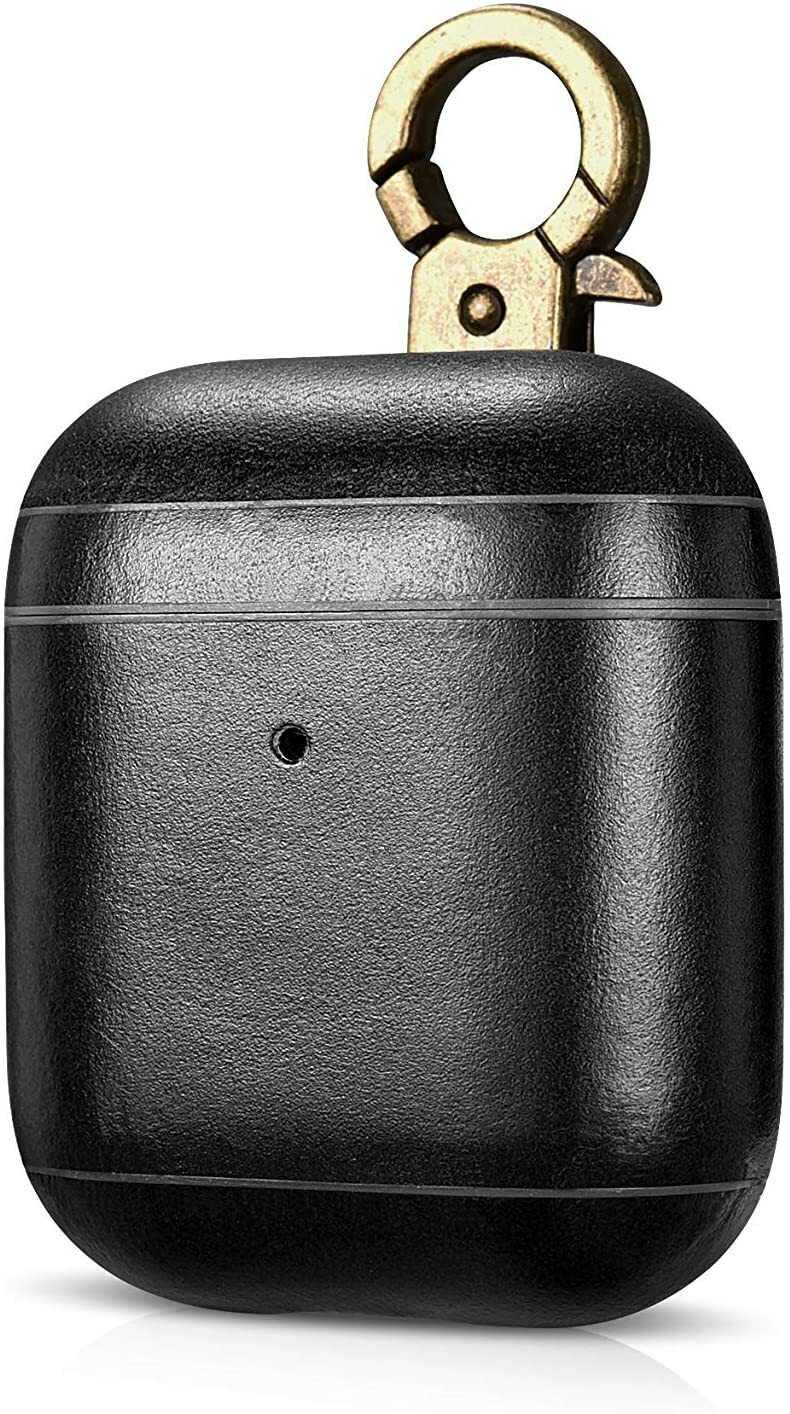 New OEM intelliARMOR CarryOn Black Leather Case For Apple AirPods 1