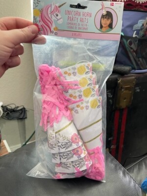 MAGICAL UNICORN DELUXE CONE HATS (8) Birthday Party Supplies