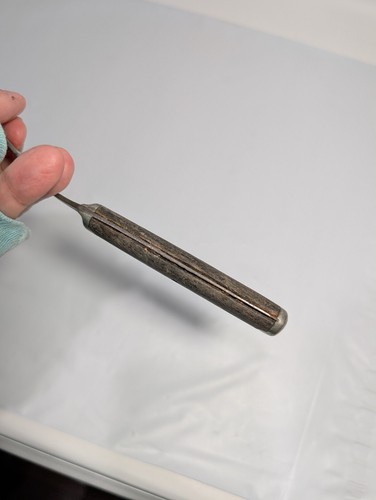 Antique Fork - Wood Handle with inlay 3 Prong Rivet Utensil Fork 7.5" long - Picture 5 of 16