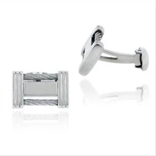 Stainless Steel Cable Design Men's Cuff Links