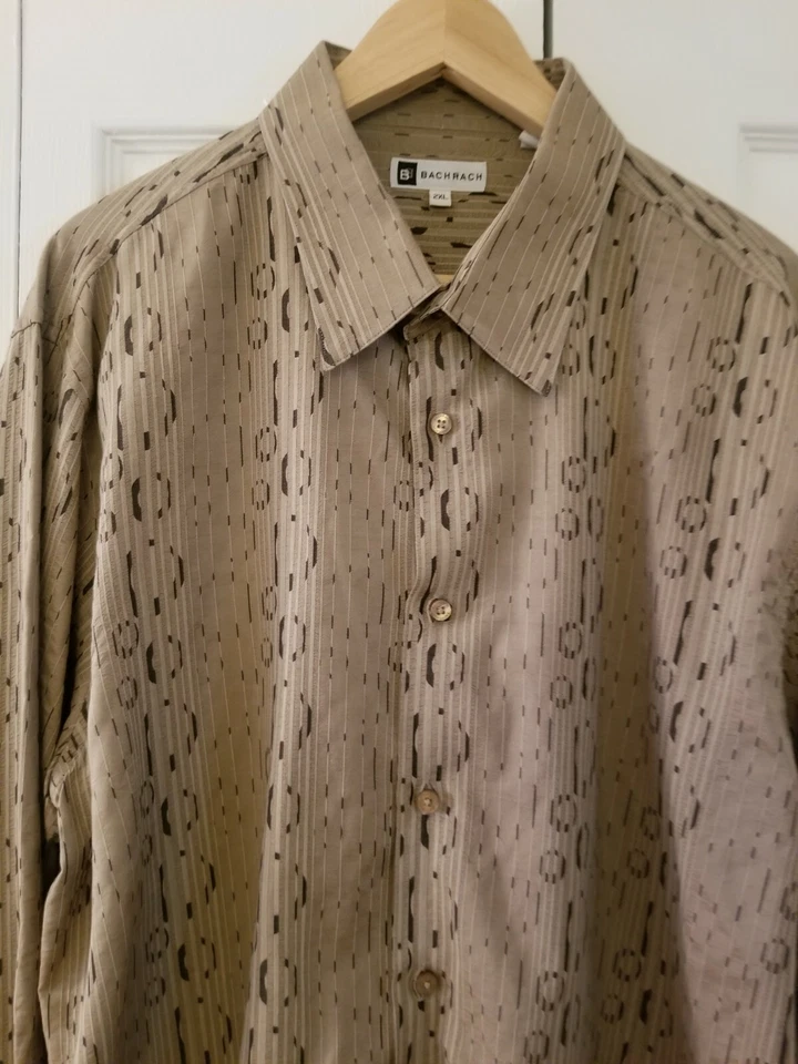 Bachrach Men Brown Long Sleeve French Cuff Button Up Casual Shirt Size 2XL - Image 3 of 4