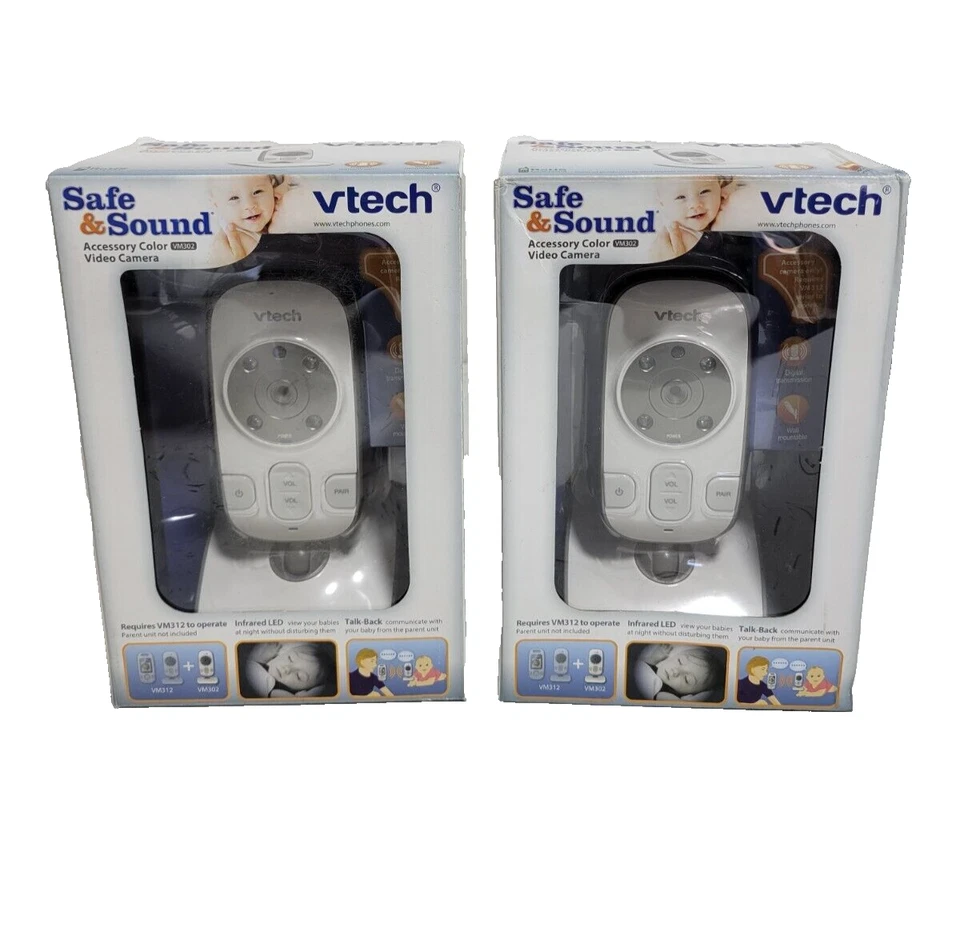 LOT OF 2- Vtech Safe & Sound Accessory Color Video Camera VM302 Baby Monitor