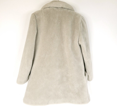 Sears Double Breasted Coat Jacket Womens 14 Gray Faux Fur Quilted 