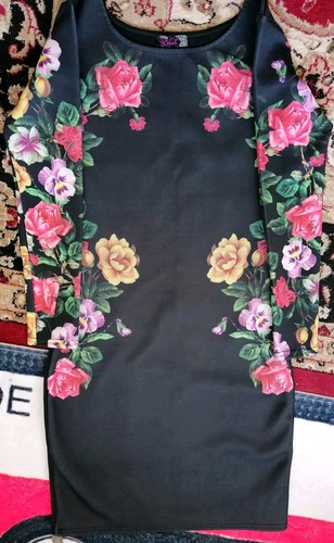 Miss Blush Women Ladies Girls Black Floral Dress - Picture 2 of 7