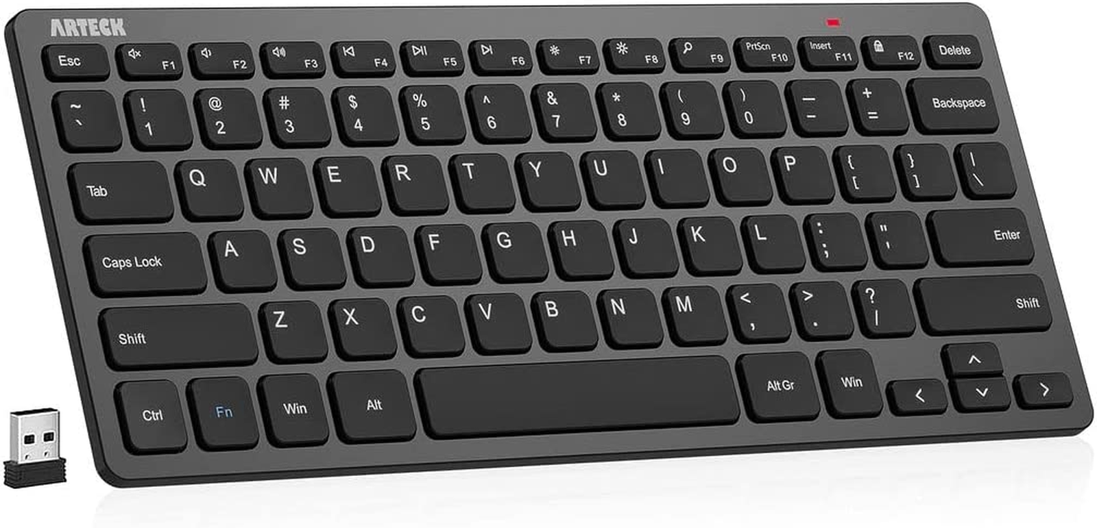 2.4G Wireless Keyboard Ultra Slim and Compact Keyboard with Media Hotkeys for Co