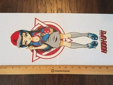 VTG HOOK UPS HUGE EVIL GIRL SCOUT SEXY SMOKING HOT NOS SKATEBOARD DECK STICKER !