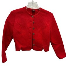 Giesswein Tirol Sweater Women Knit Cardigan Jacket Wool Sz 42 M Red Silver BTt