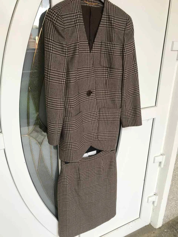 Traje vintage CELINE para mujer 100 % lana marrón hecho en Francia Foto 2 de 4