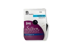 Pack of 2 Women Leggs Silken Mist Control Top Reinforced Toe B Soft Black 76008