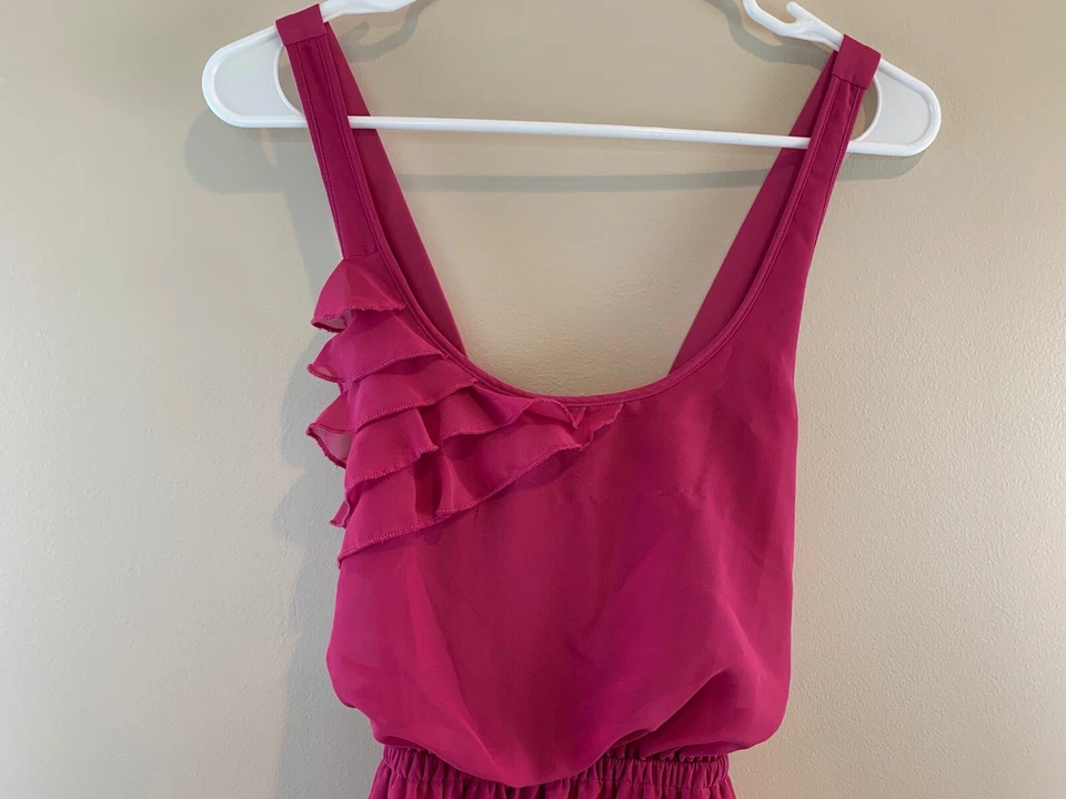 Eyelash Couture Lightweight Sleeveless Ruffle Top Pink Dress SZ SM - Image 2 of 4