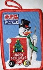      APA 2011 HAPPY HOLIDAYS CHRISTMAS XMAS PATCH ORNAMENT AMERICAN POOLPLAYERS