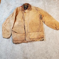 Vtg SafTbak Jacket Corduroy Collar Brown Canvas Hunting Shooting Made in USA M/L
