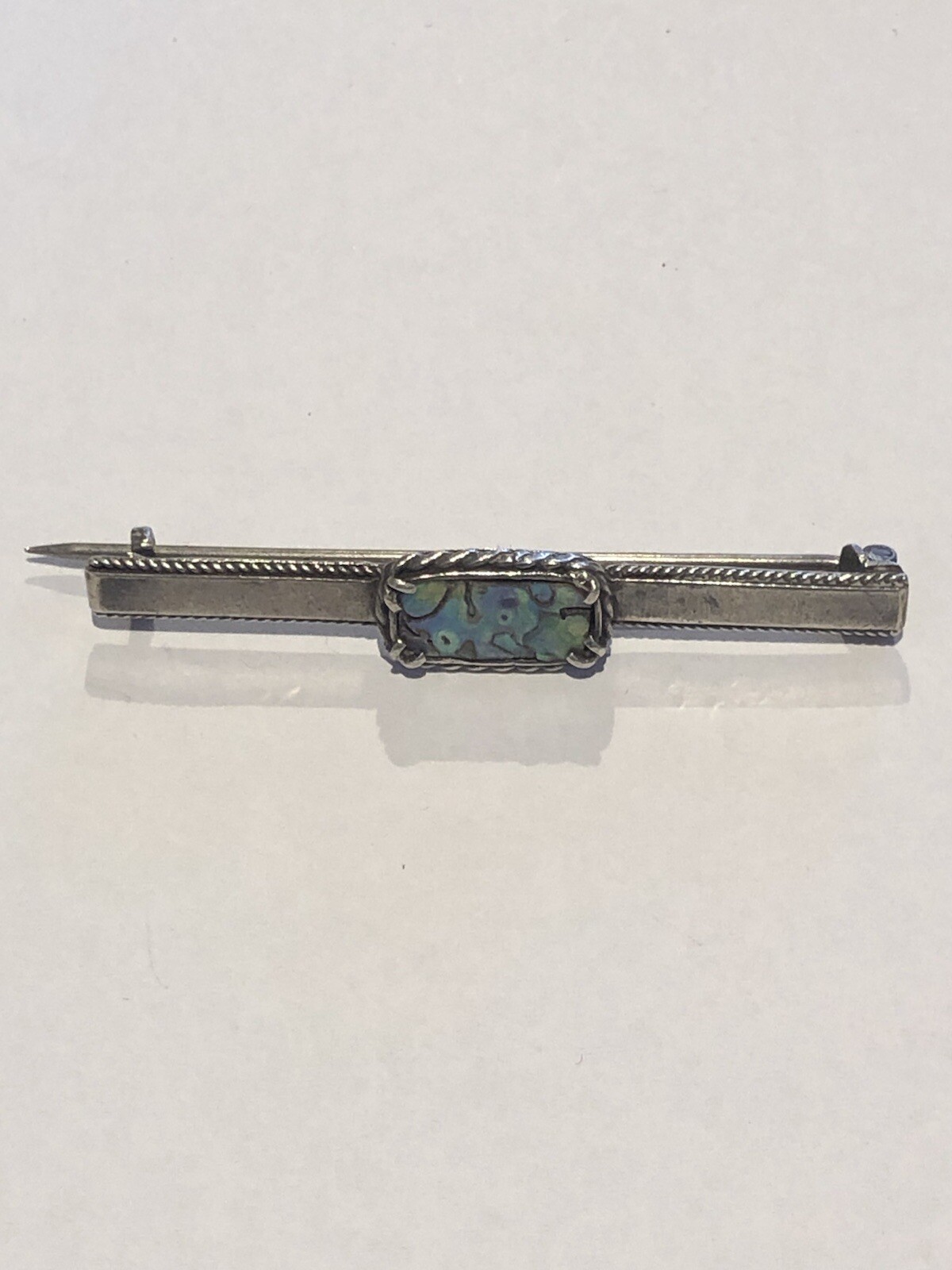 Vintage Paua Abalone Shell Rectangular Sterling s… - image 1