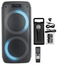 Rockville ROCK PARTY Dual 8" Wireless Rechargeable Karaoke Machine System w/Mic