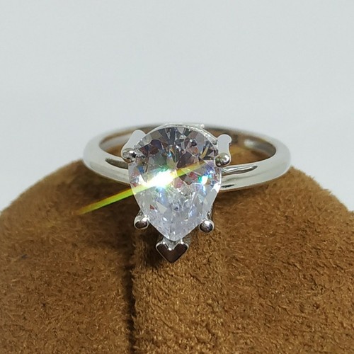 14K Oro Blanco Chapado 3 CT Corte Pera Imitación Diamantes Solitario Compromiso - Imagen 2 de 14