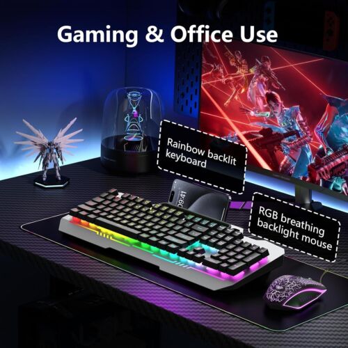 T102 RGB Gaming Keyboard & Mouse Combo – Waterproof, Metal Panel, USB Wired - Picture 3 of 9