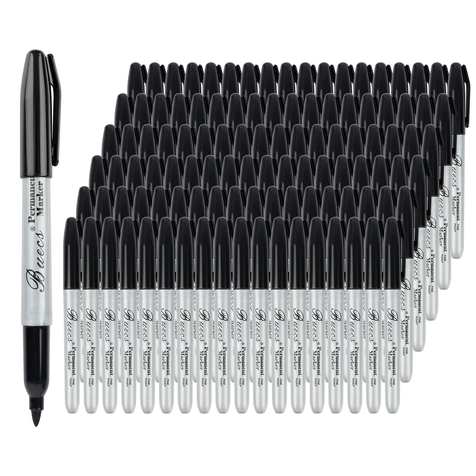 Permanent Markers, 200 Count Black Permanent Markers, Fine Point, Waterproof ...-image