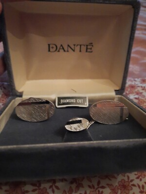 Dante Diamond Cut Cufflinks and Tie Pin