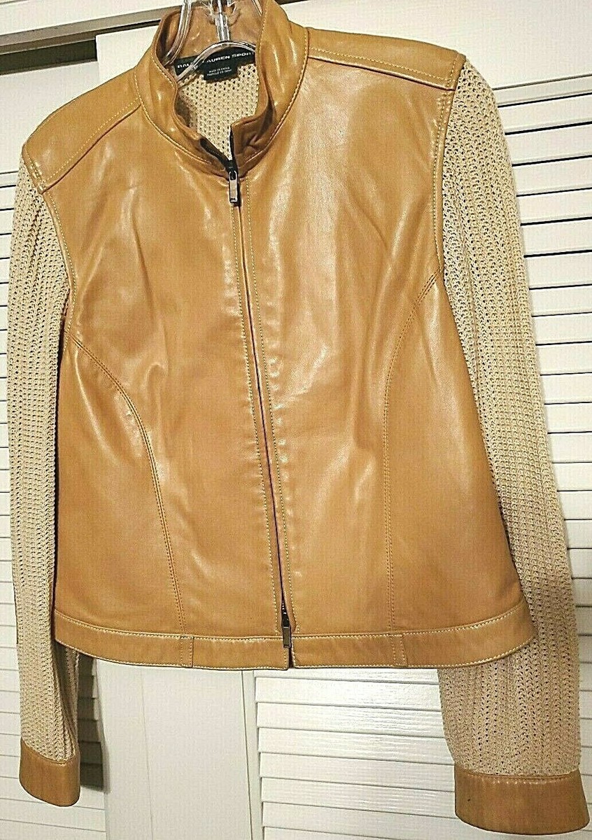 Ralph Lauren Sport Black Label Lambskin Leather & Knit Honey Color