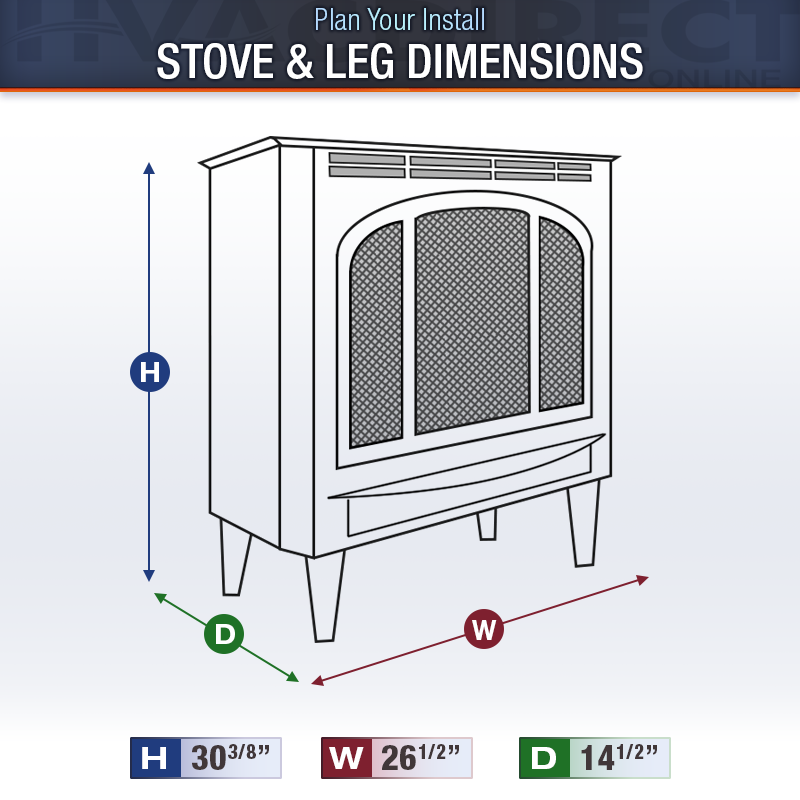 Buck Stove Premier T33 VentFree 26" NG/LP Gas Stove w/ Blower & Legs