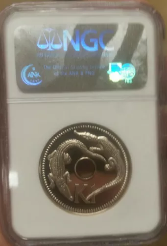  1979FM Papua New Guinea Kina. Crocodiles.  NGC PF 69 UCAM