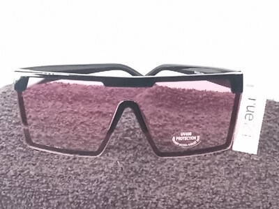 Rue21 Big Black Square Sunglasses With Pink Tint UV400 Protection 