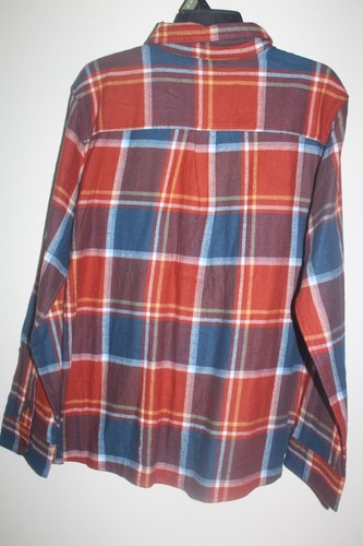 Boys Long Sleeve Plaid Flannel Shirt in Orange Brick Size XL (14-16) - Picture 6 of 6