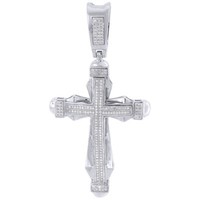 Original Diamant Kreuz AnhäNger Herren 10K WeißGold Rund Schliff Pave 0.50 Karat