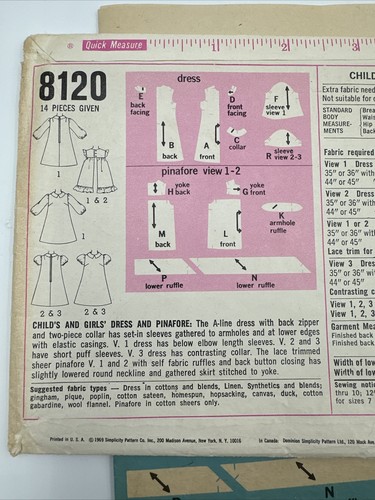Simplicity 8120 Dress Pinafore Pattern Girl Size 10 Chitty Chitty Bang Bang V’69 - Picture 11 of 11