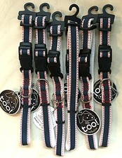 LOT OF 6 medium 12"-18" too BRAND Blue/White DOG COLLAR NEW W/Tag