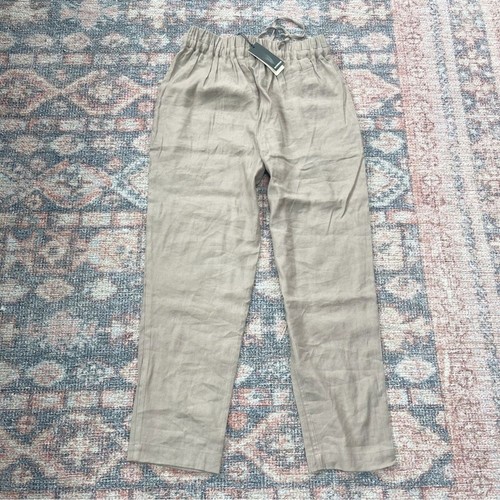 Pantaloni marrone chiaro misto lino monrow nuovi con etichette taglia small - Foto 7 di 9