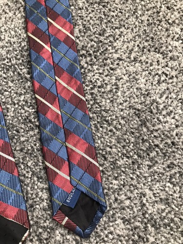 Principles for Men burgundy/blue 100% silk patterned smart tie 3.75" wide - Picture 4 of 5