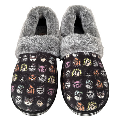 Skechers BOBS Too Cozy Cat Ages Slippers Women s Size 7.5 Colorful Cats Black