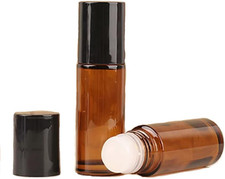 2 Pcs 50Ml Amber Glass Roll on Bottles - Empty Refillable Rollerball Containe...