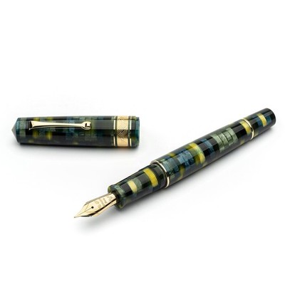 Leonardo Mosaico Fountain Pen in Baobab with Gold Trim, 14k Medium Point - NEW