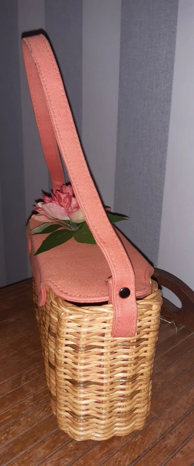 Lollipops Paris Vintage 50s Style basket Box Bag Handbag Straw Woven Rockabilly - Image 4 of 4