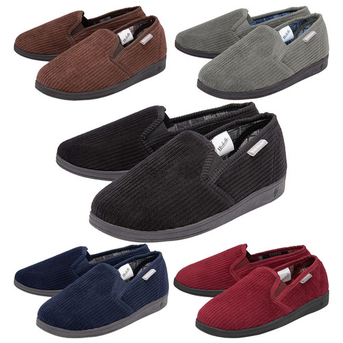 Dunlop Mens Slip On Slippers | Comfy Twin Gusset Rubber Sole - Picture 1 of 11