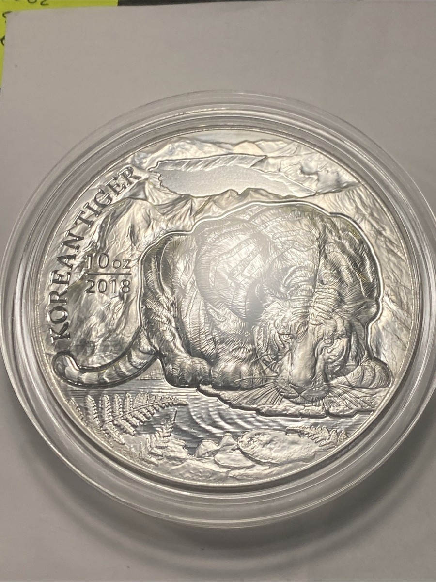 2018 Korean Tiger 10oz Silver.999 Republic Of Korea W/Coa
