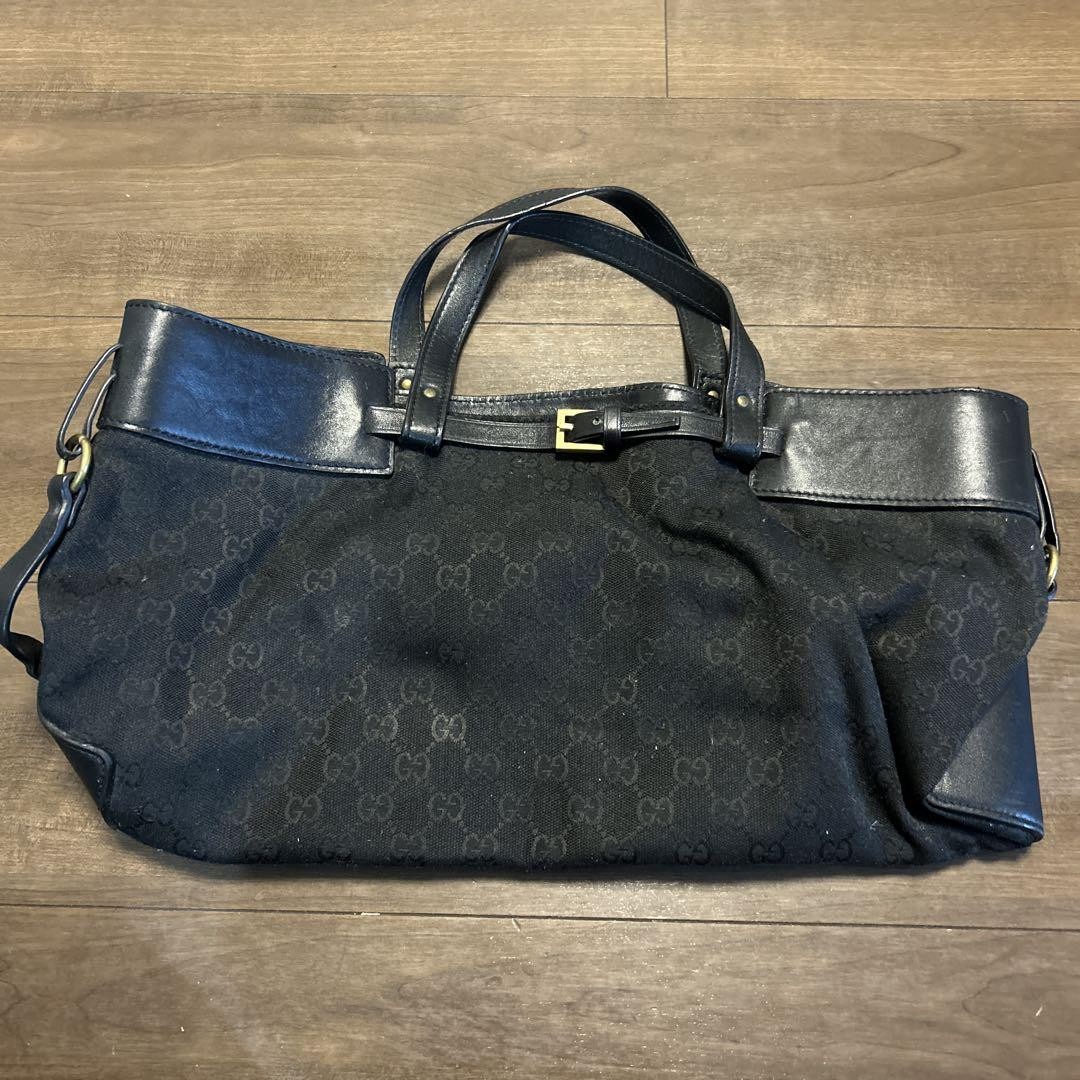 GUCCI Black GG Monogram Shoulder Bag Imported From Japan